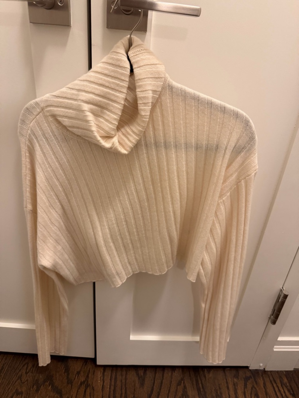 Sablyn cream Ribbed Turtleneck cropped Sweater